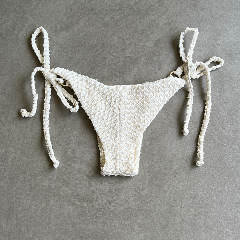 Sparkling Snow Mermaid Weave Textured Katie Side Tie Bikini Bottom