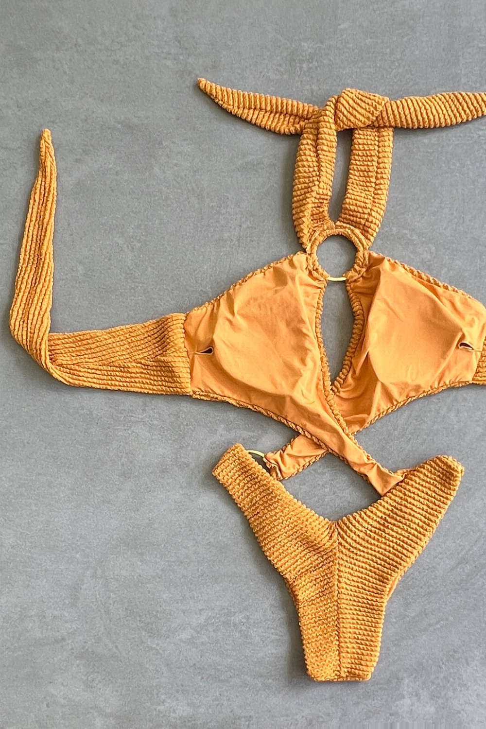 Apricot Textured Julia One Piece Swimwear