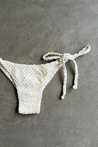 Sparkling Snow Mermaid Weave Textured Katie Side Tie Bikini Bottom