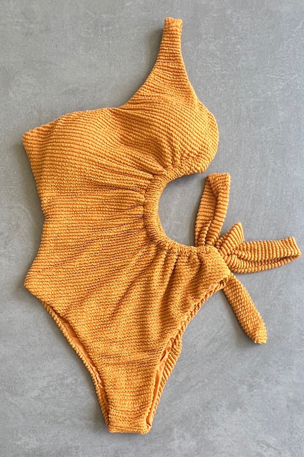 Apricot One Shoulder One Piece Bodysuit