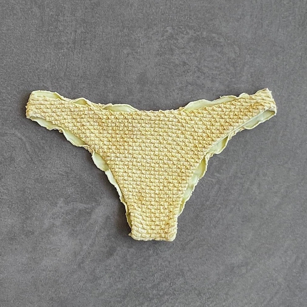 Yellow Sparkling Mermaid Weave Textured Lili Ripple Bikini Bottom