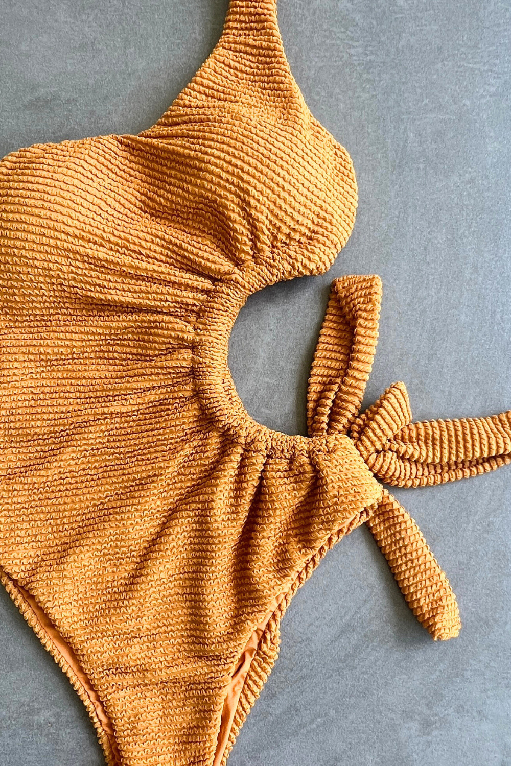 Apricot One Shoulder One Piece Bodysuit