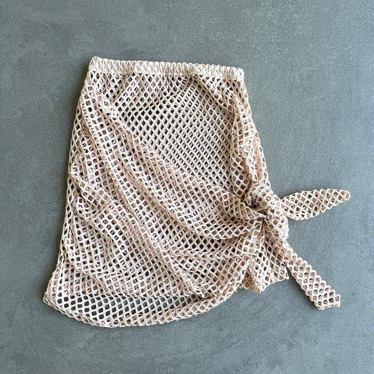 Mini Beach Skirt Mesh Beige