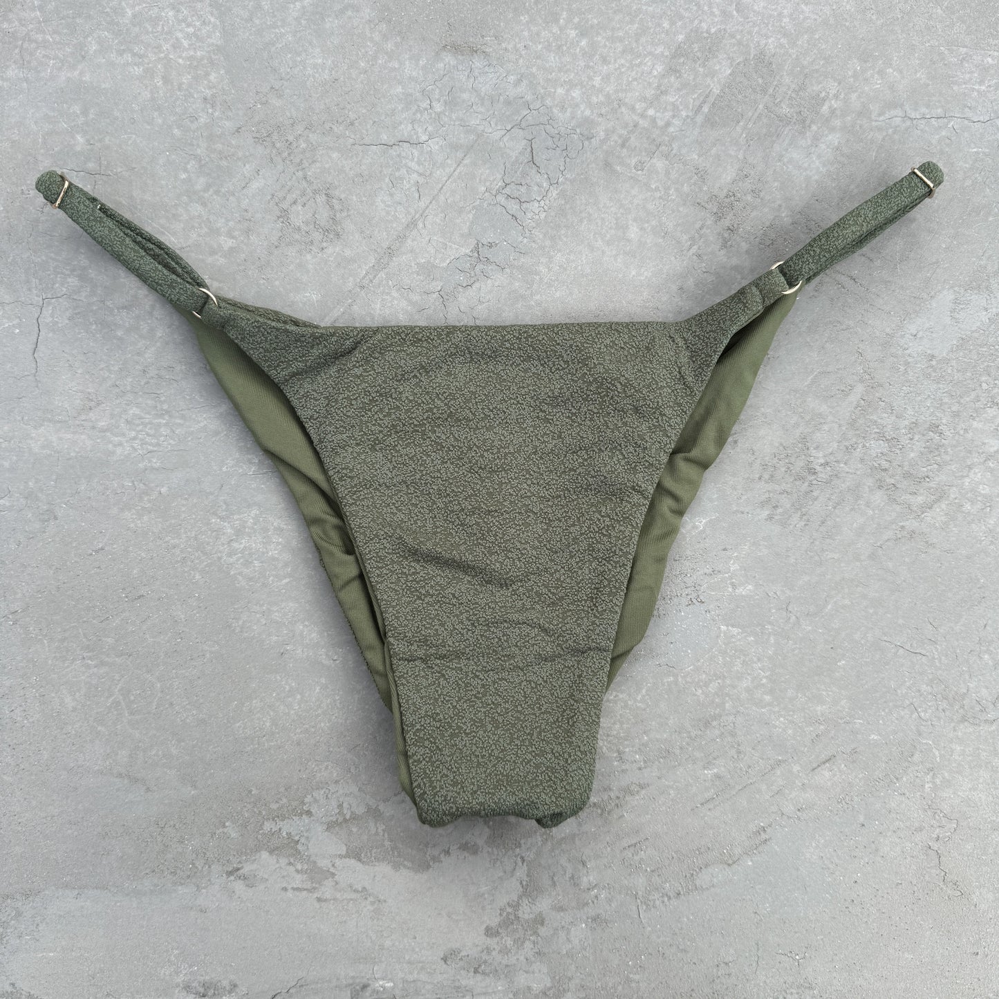 Seashore Textured Fern Green Tanga Bikini Bottom
