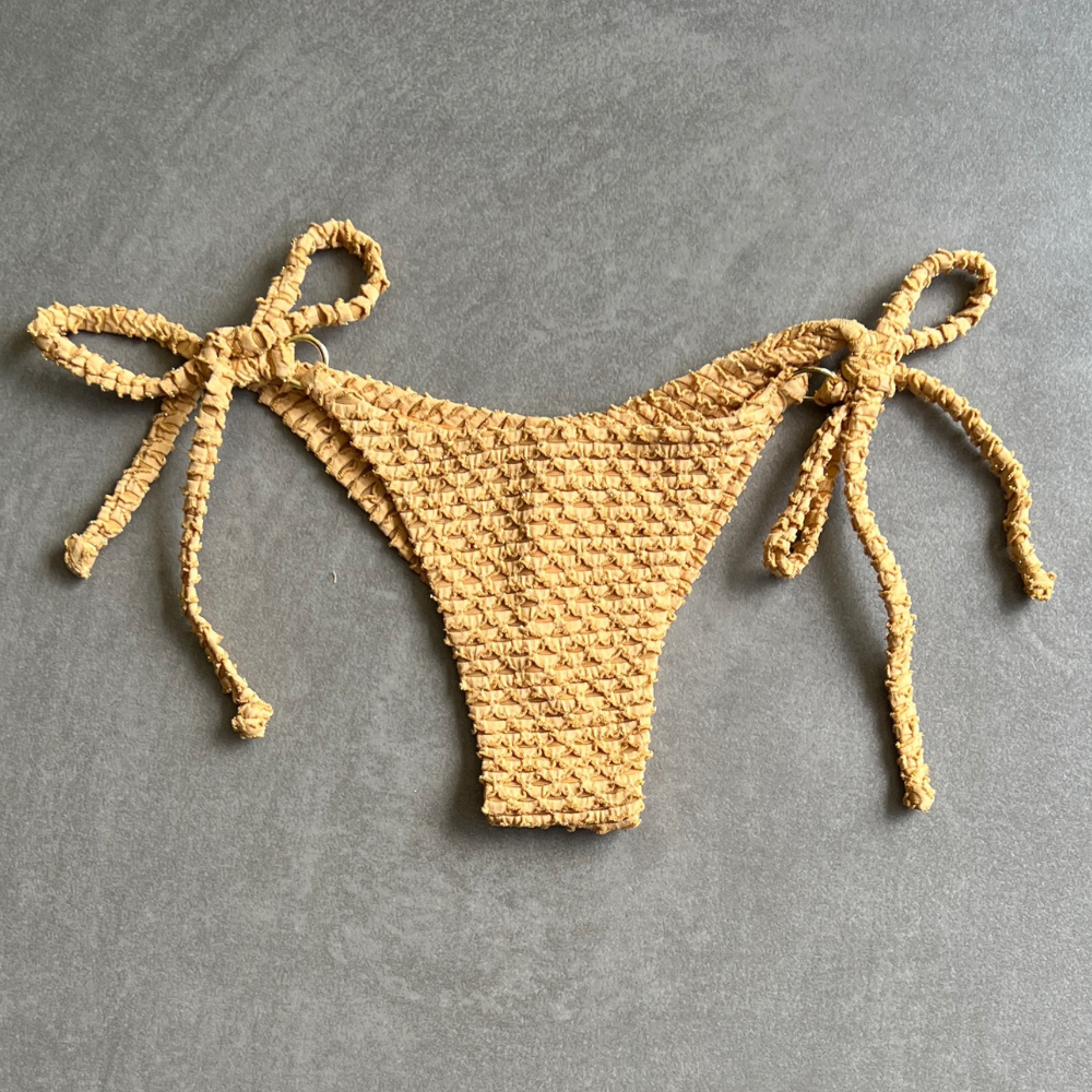 Golden Siren Mermaid Weave Textured Katie Side Tie Bikini Bottom