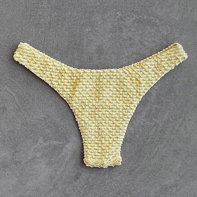 Yellow Sparkling Mermaid Weave Textured Bia Bikini Bottom