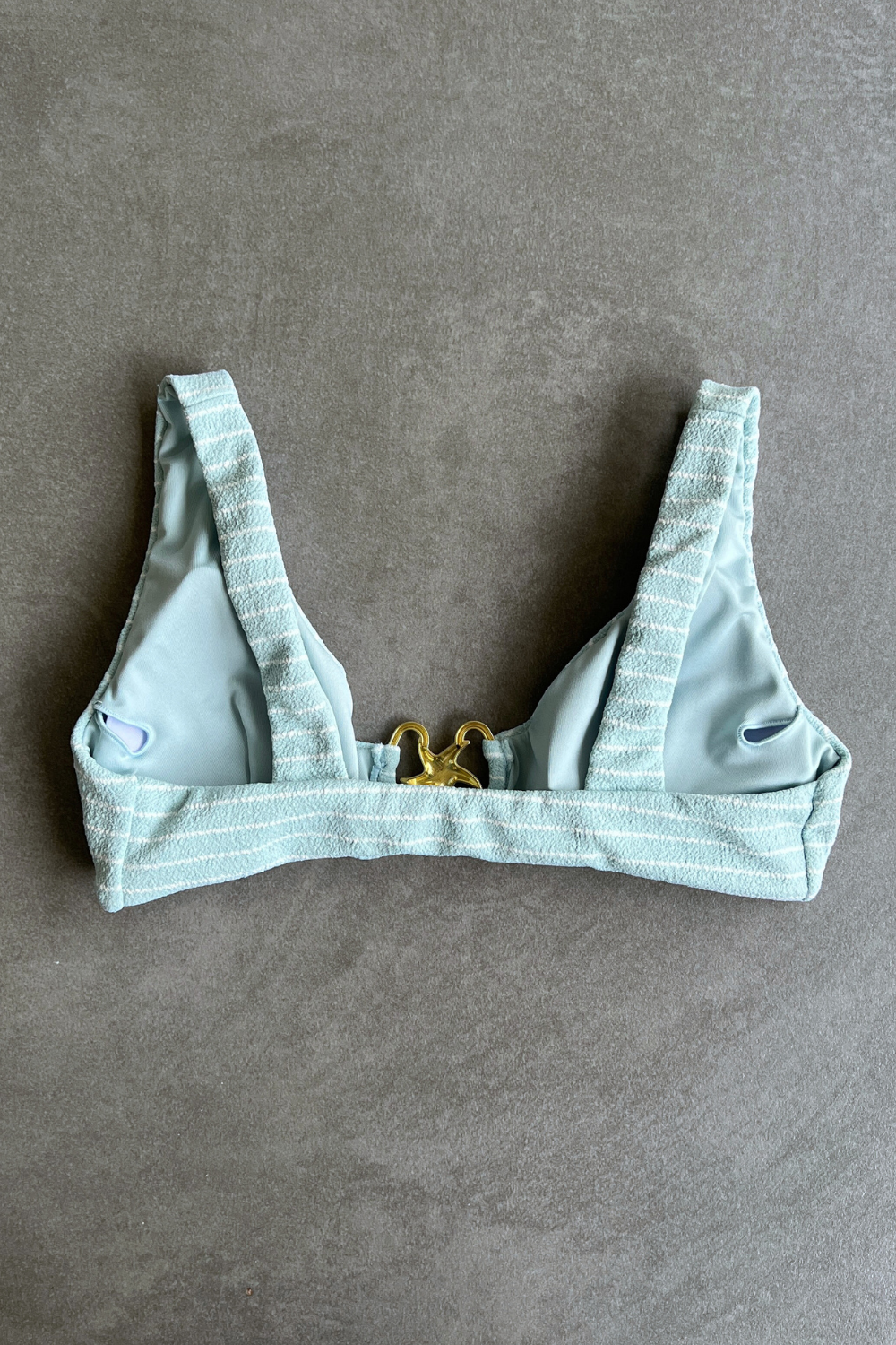 Blue & White Seashore Striped Textured Cassia Bikini Top