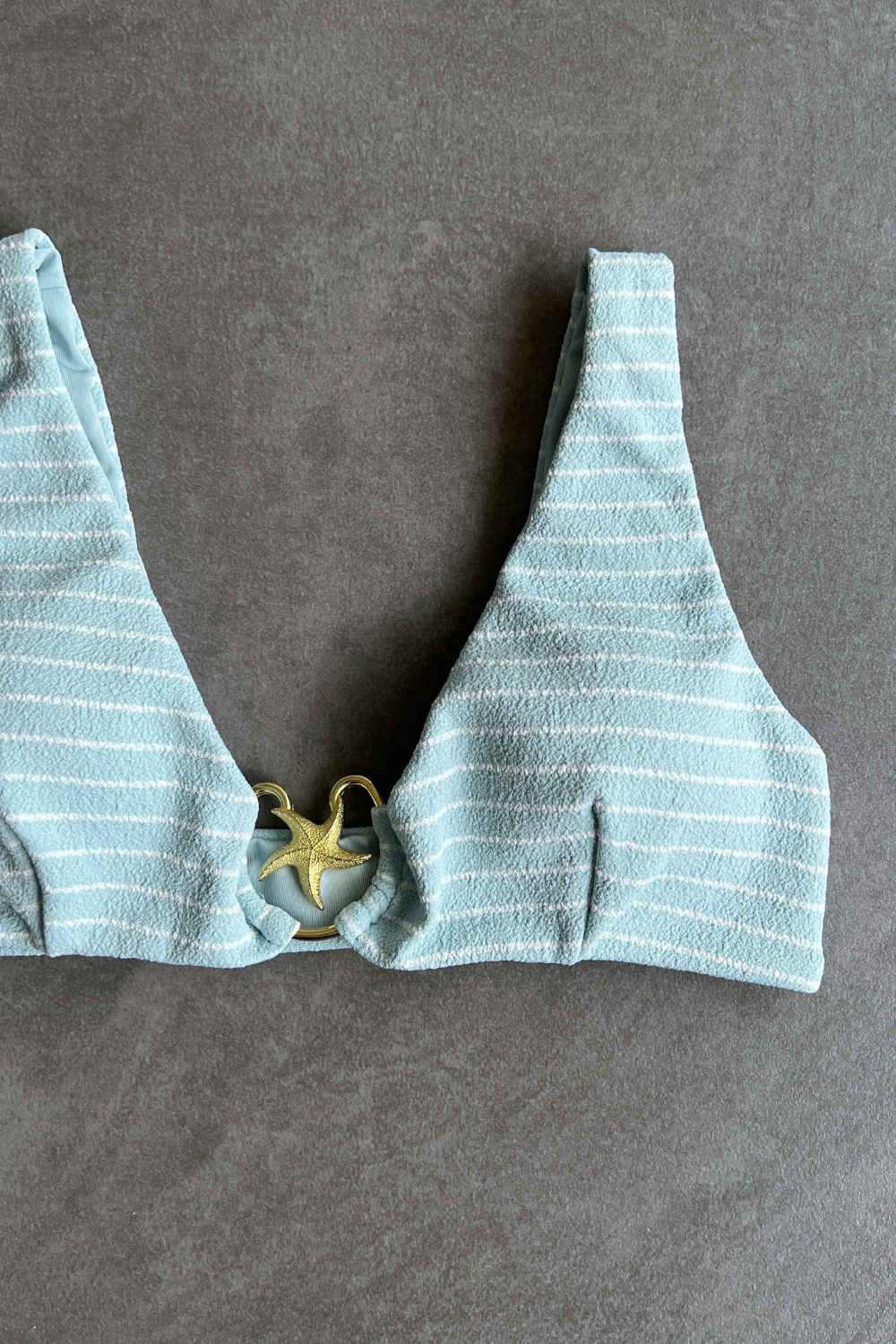 Blue & White Seashore Striped Textured Cassia Bikini Top