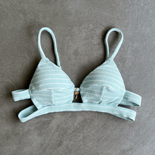 Load image into Gallery viewer, Blue &amp; White Seashore Striped Textured Vera Bikini Top
