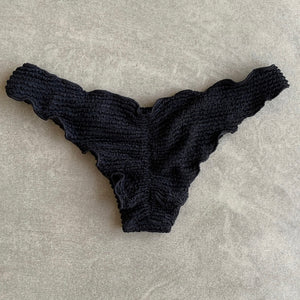 Onyx Black Textured Lili Ripple Bikini Bottom