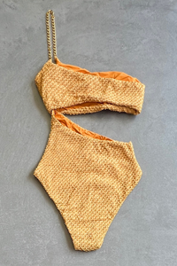 Golden Siren Mermaid Weave Textured Laura One Piece Swimwear