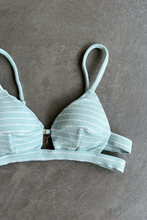 Load image into Gallery viewer, Blue &amp; White Seashore Striped Textured Vera Bikini Top
