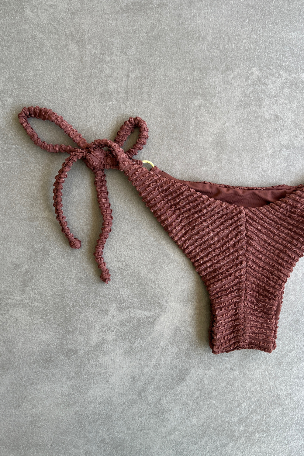 Browned Textured Katie Side Tie Bikini Bottom