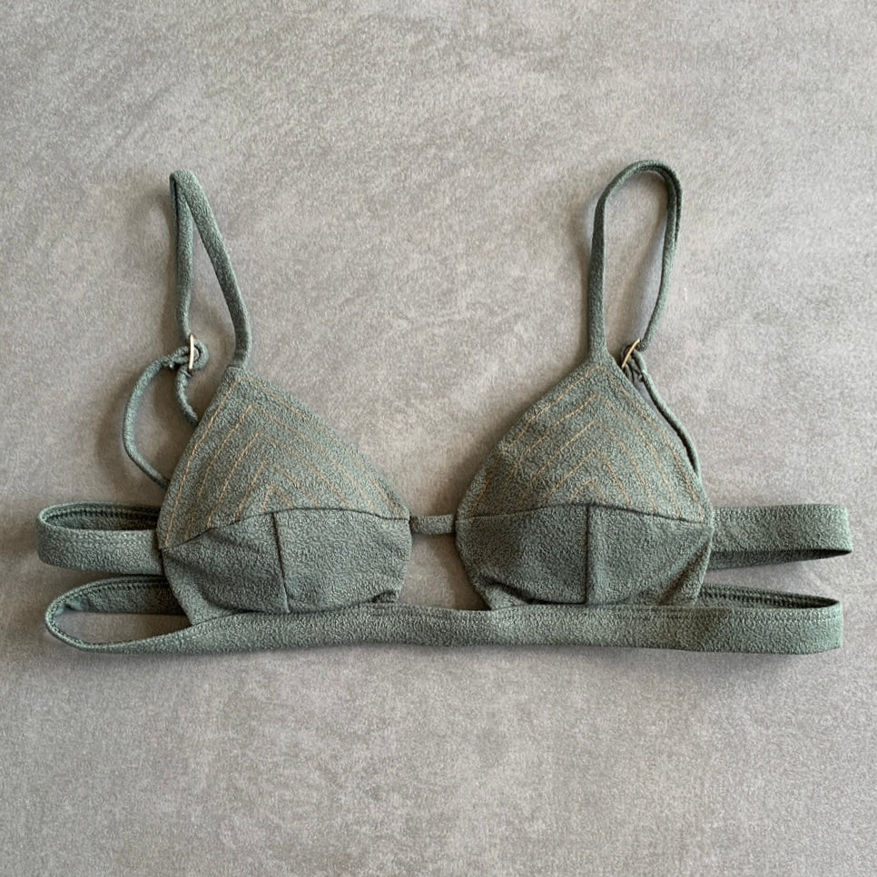 Seashore Textured Fern Green Vera Bikini Top