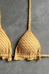 Golden Siren Mermaid Weave Textured Triangle Frill Bikini Top