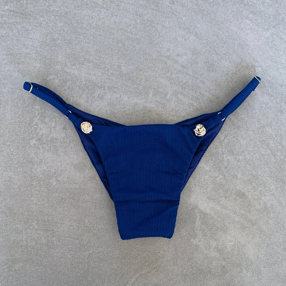 Mediterranean Sea Ribbed Tanga Bikini Bottom