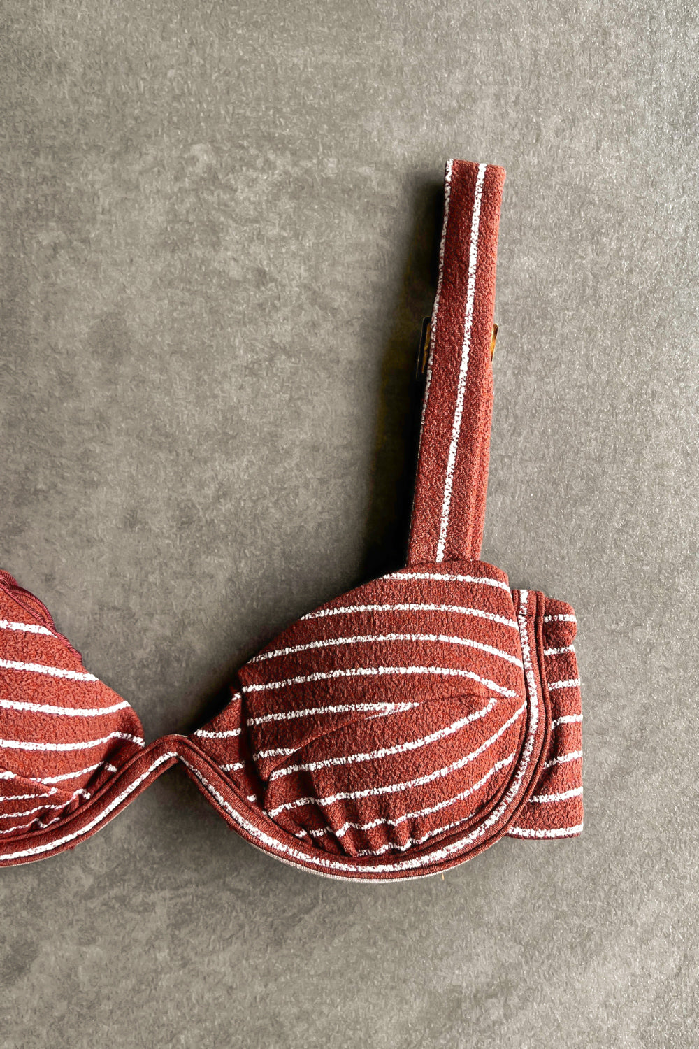 Brown & White Seashore Striped Textured Maya Bikini Top