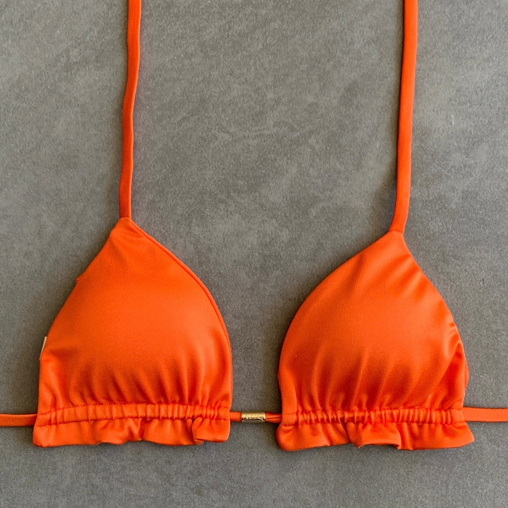 Carrot Orange Triangle Frill Bikini Top