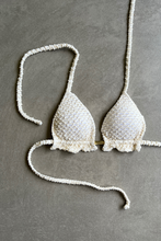 Load image into Gallery viewer, Sparkling Snow Mermaid Weave Textured Triangle Frill Bikini Top
