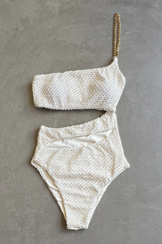 Sparkling Snow Mermaid Weave Textured Laura One Piece Swimwear