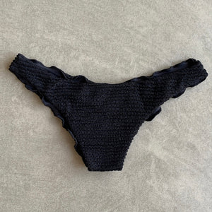 Onyx Black Textured Lili Ripple Bikini Bottom