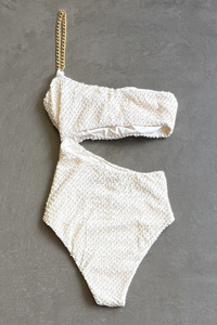 Sparkling Snow Mermaid Weave Textured Laura One Piece Swimwear