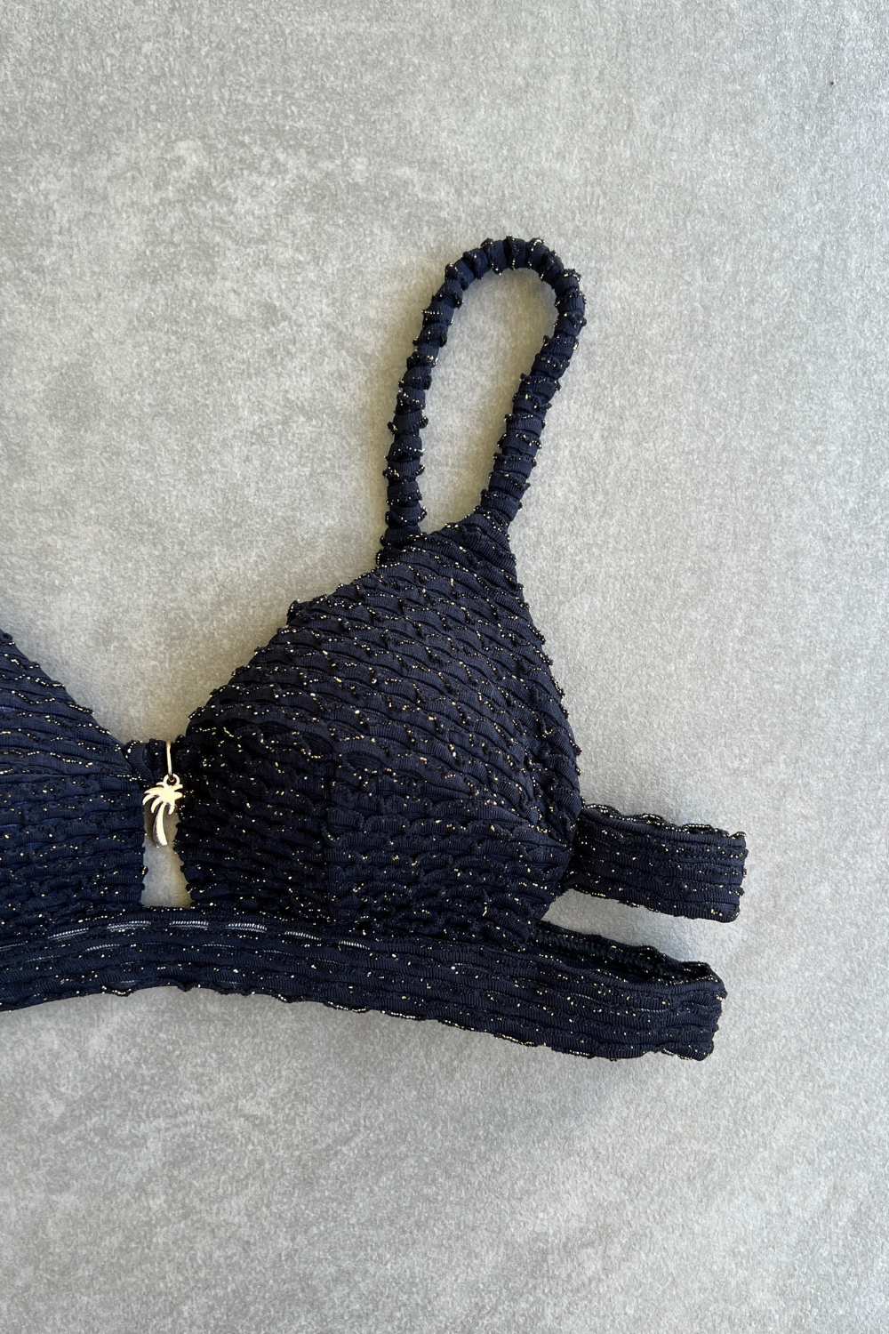 Glamour Black Sparkling Mermaid Weave Textured Vera Bikini Top