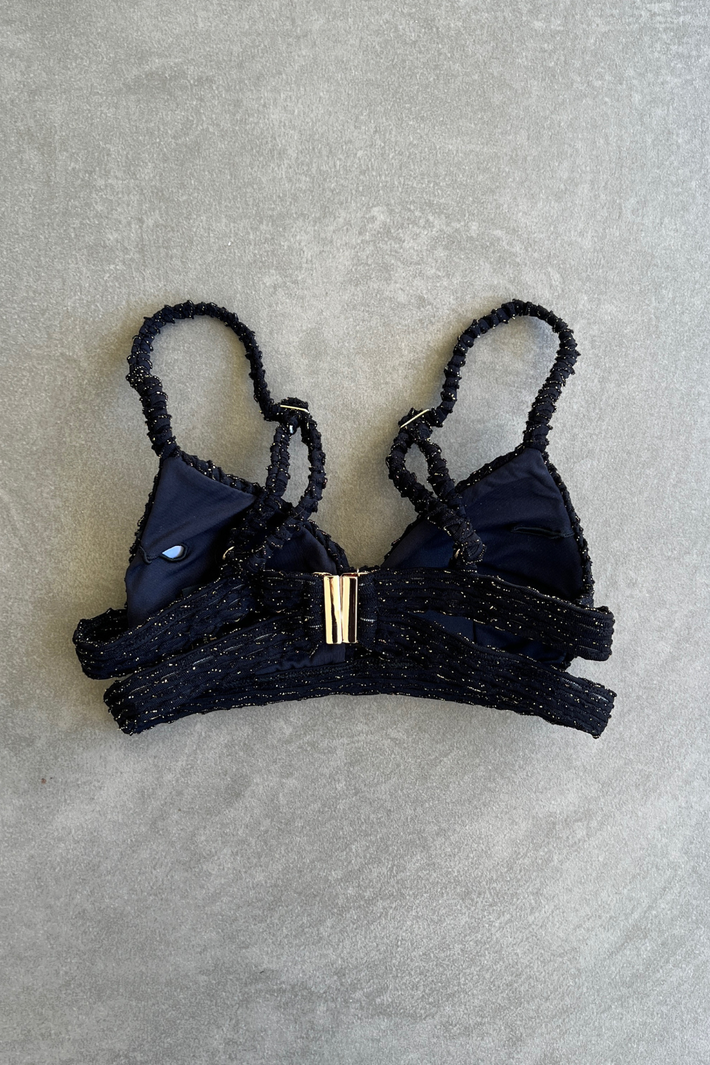 Glamour Black Sparkling Mermaid Weave Textured Vera Bikini Top
