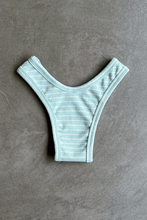 Load image into Gallery viewer, Blue &amp; White Seashore Striped Textured Tati Bikini Bottom
