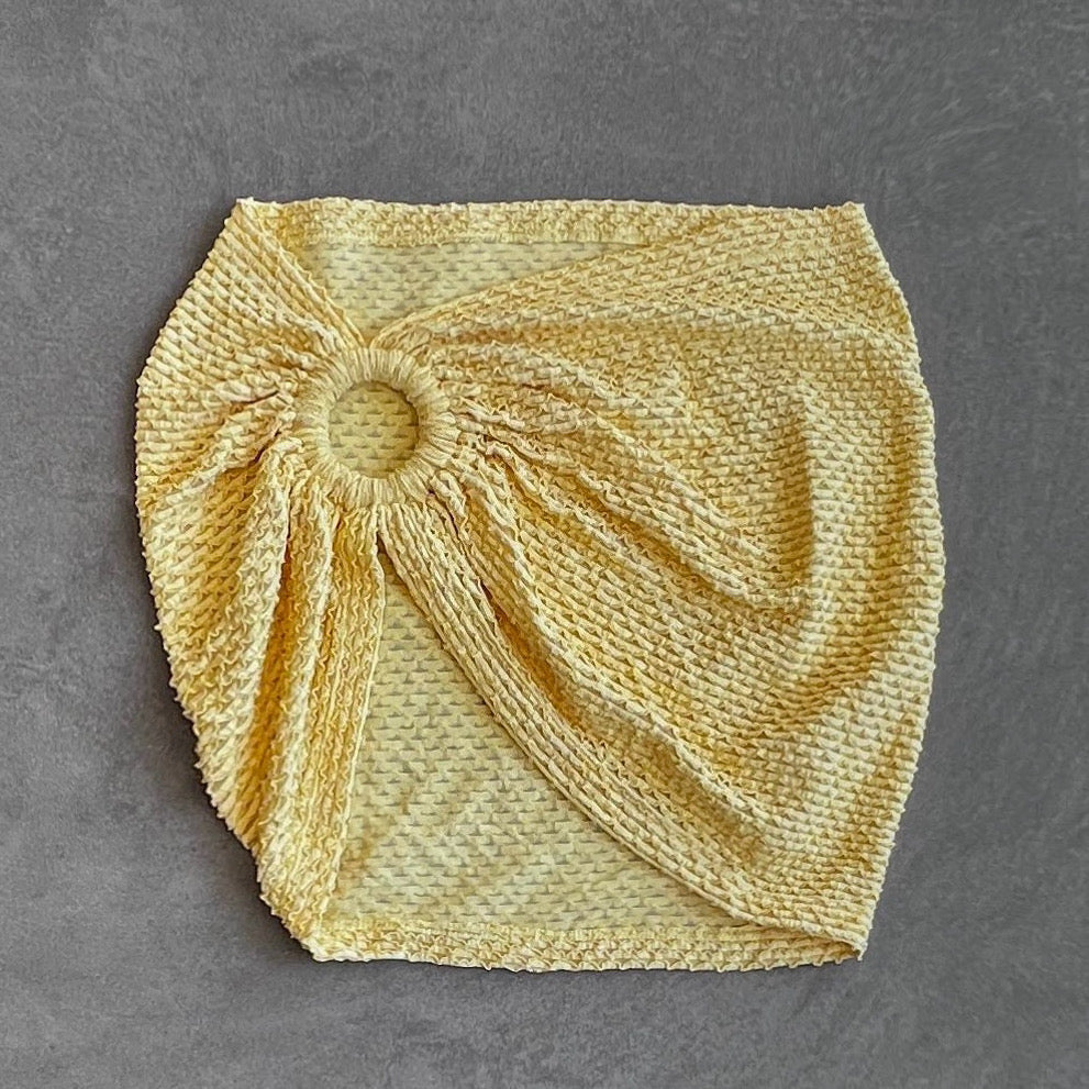 Yellow Sparkling Mermaid Weave Mini Ring Skirt