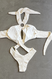 Sparkling Snow Mermaid Weave Textured Julia One Piece Swimwear