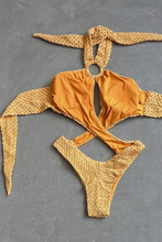 Load image into Gallery viewer, Golden Siren Mermaid Weave Textured Julia One Piece Swimwear
