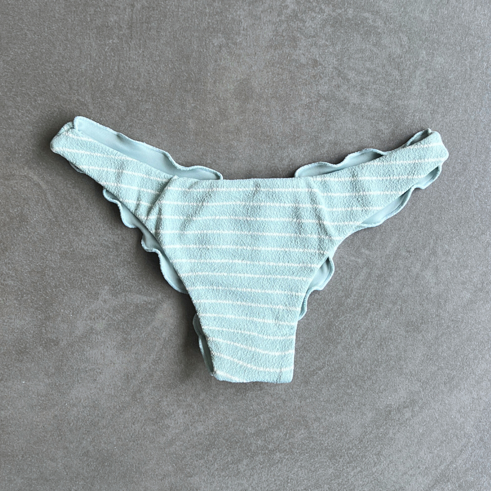 Blue & White Seashore Striped Textured Textured Lili Ripple Bikini Bottom