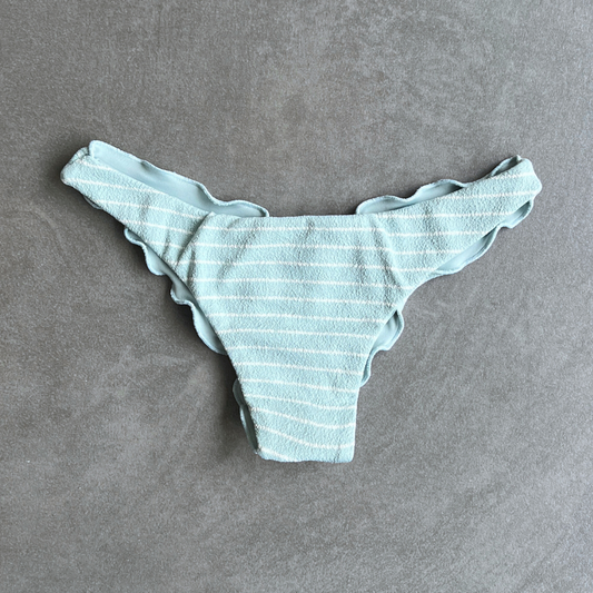 Blue & White Seashore Striped Textured Textured Lili Ripple Bikini Bottom