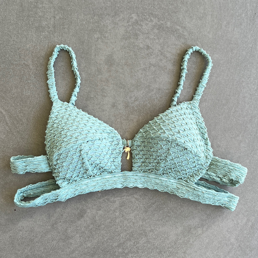 Seafoam Green Sparkling Mermaid Weave Textured Vera Bikini Top