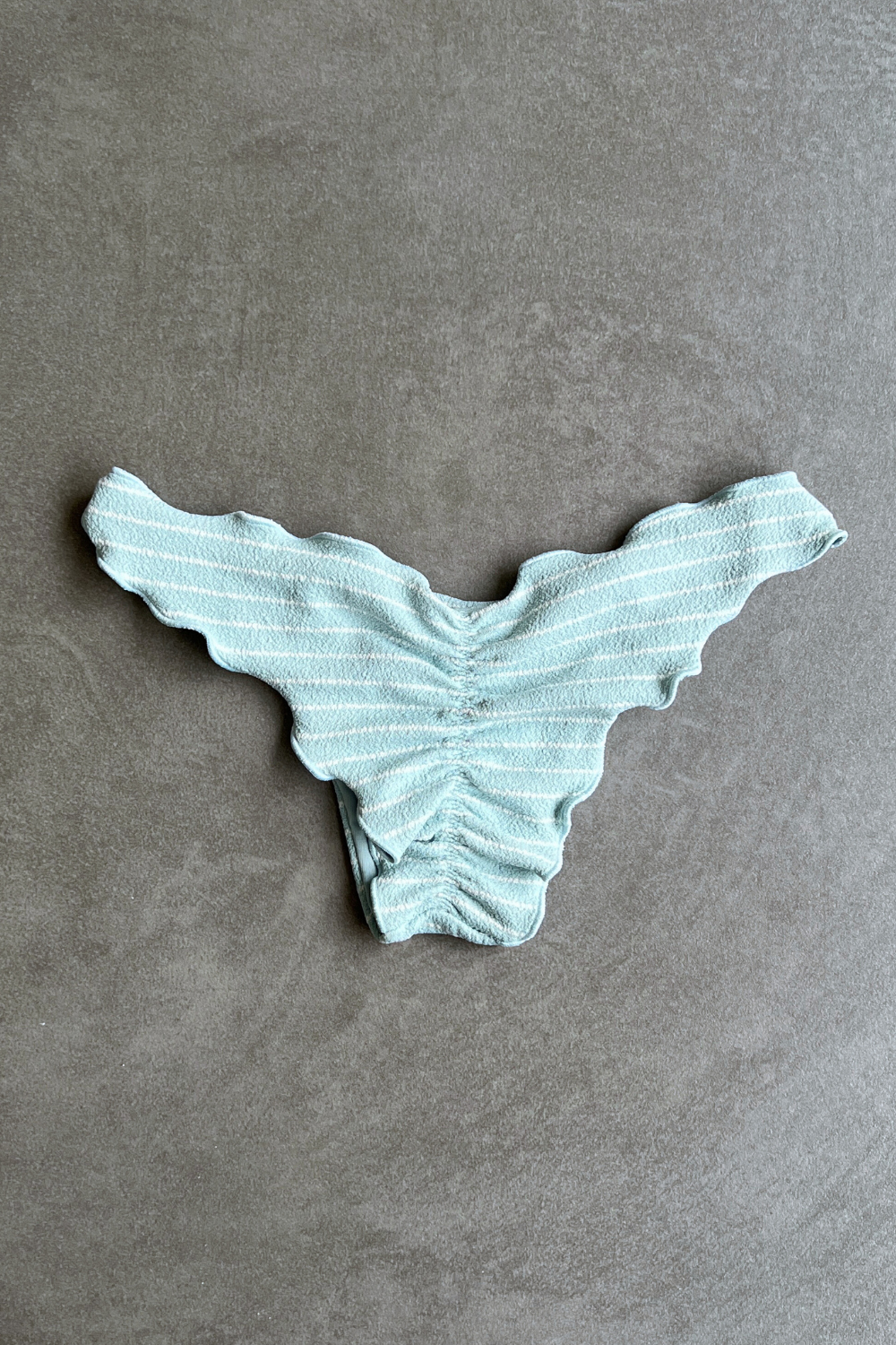 Blue & White Seashore Striped Textured Textured Lili Ripple Bikini Bottom