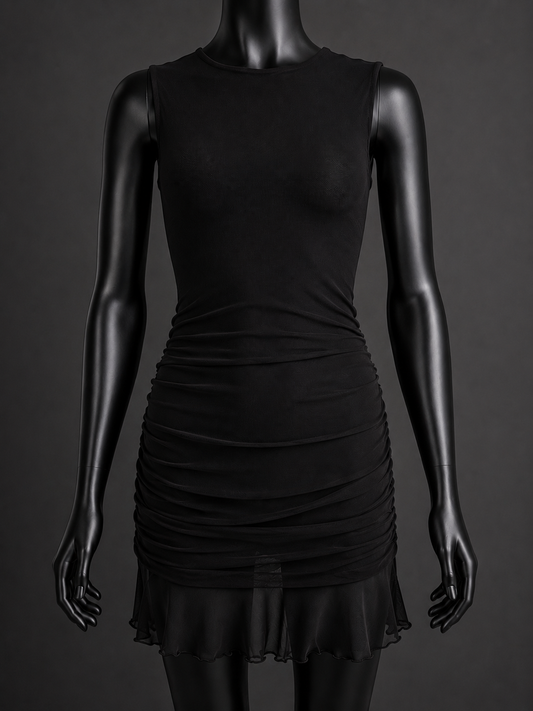 Black Mesh Tule Dress