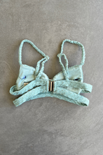 Load image into Gallery viewer, Seafoam Green Sparkling Mermaid Weave Textured Vera Bikini Top

