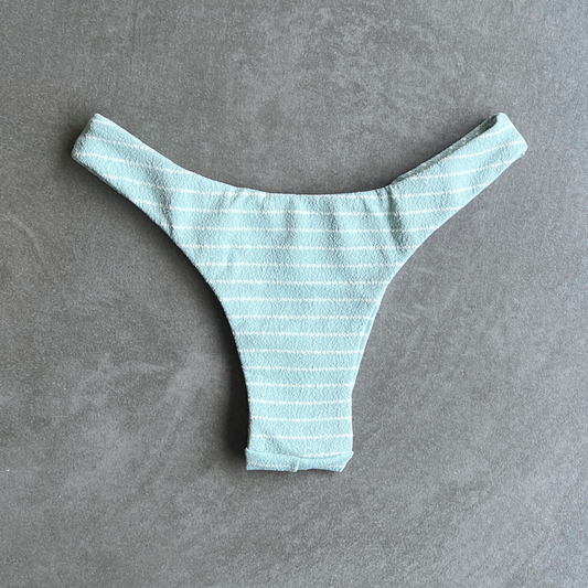 Blue & White Seashore Striped Textured Bia Bikini Bottom