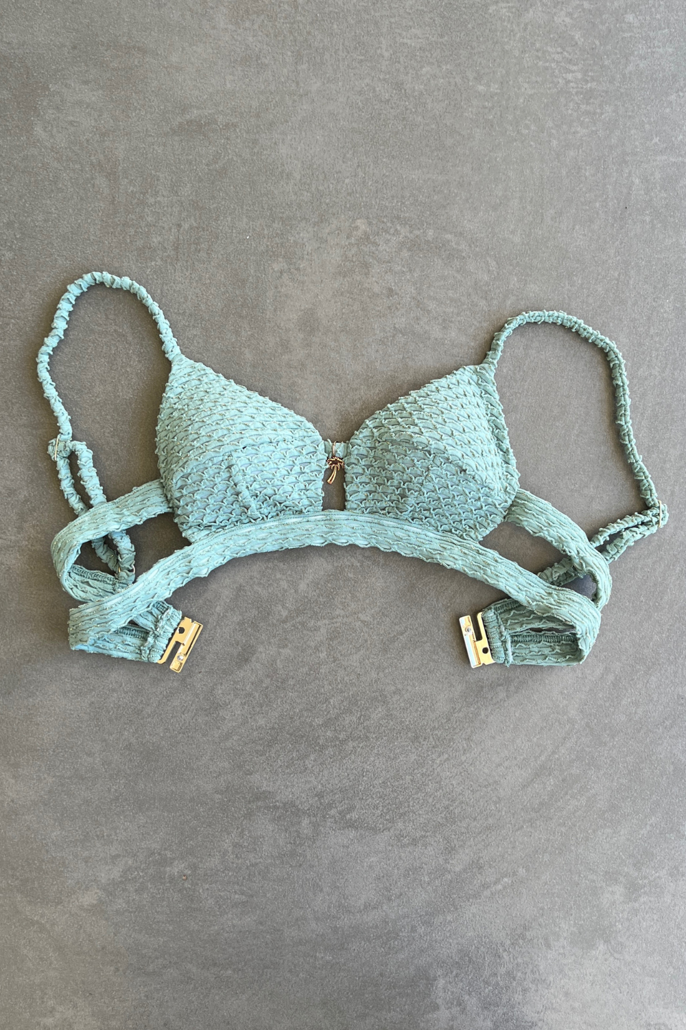 Seafoam Green Sparkling Mermaid Weave Textured Vera Bikini Top
