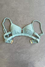 Load image into Gallery viewer, Seafoam Green Sparkling Mermaid Weave Textured Vera Bikini Top
