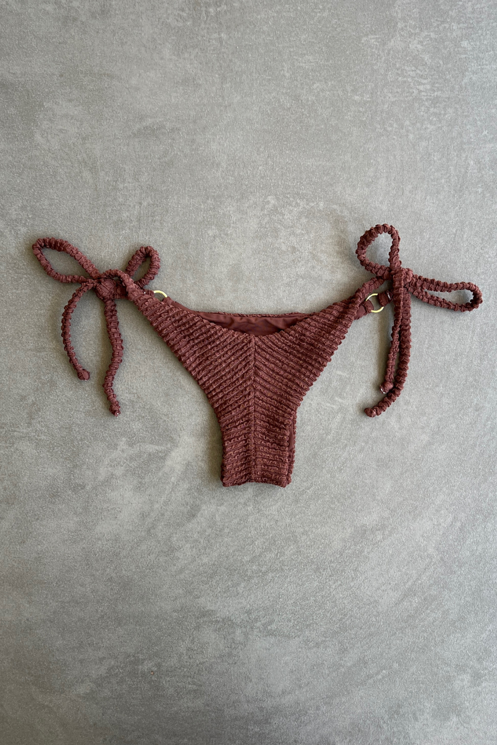 Browned Textured Katie Side Tie Bikini Bottom