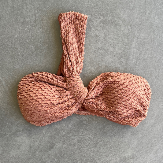 Toffee Brown Sparkling Mermaid Weave Textured Greek Bikini Top