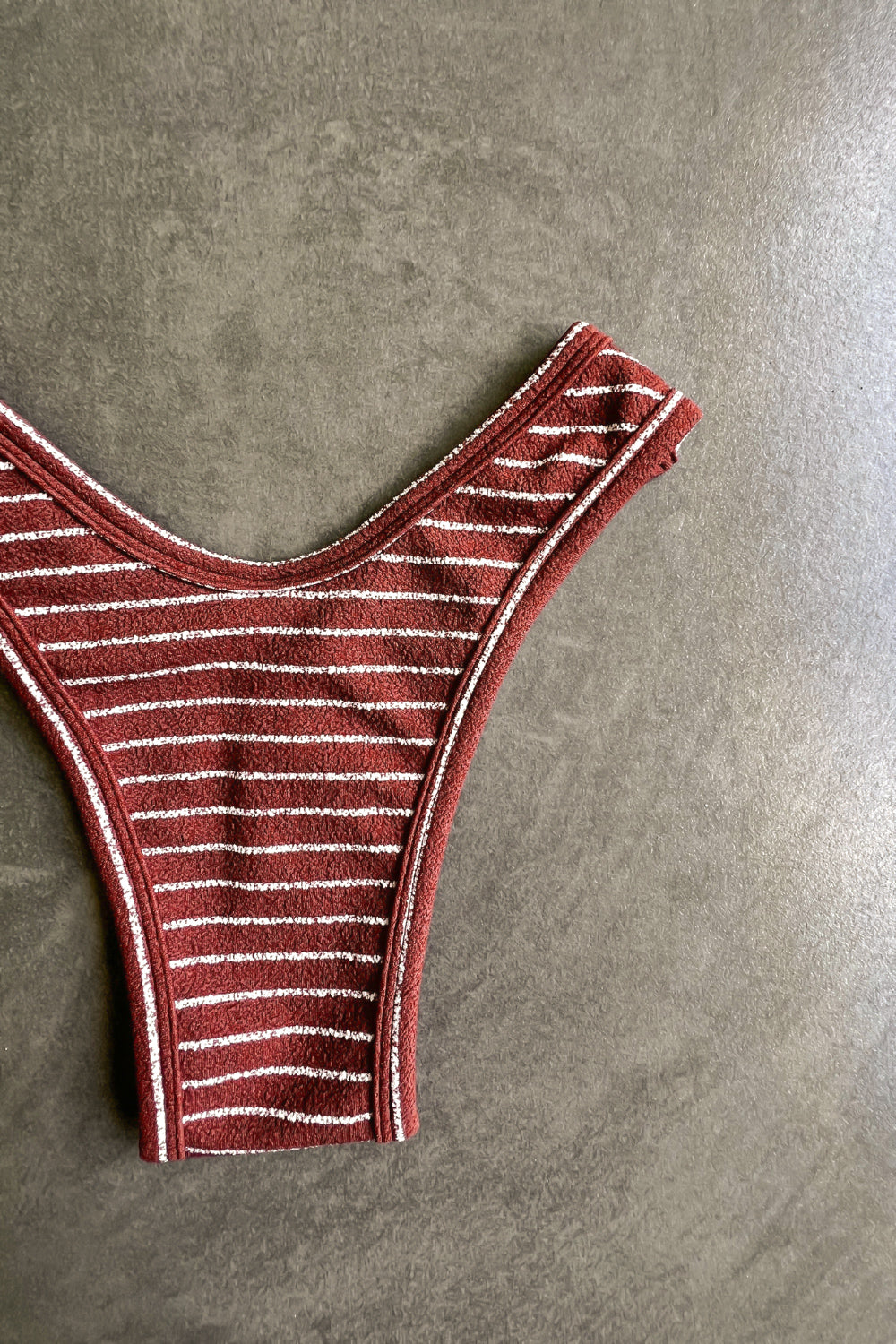 Brown & White Seashore Striped Textured Tati Bikini Bottom