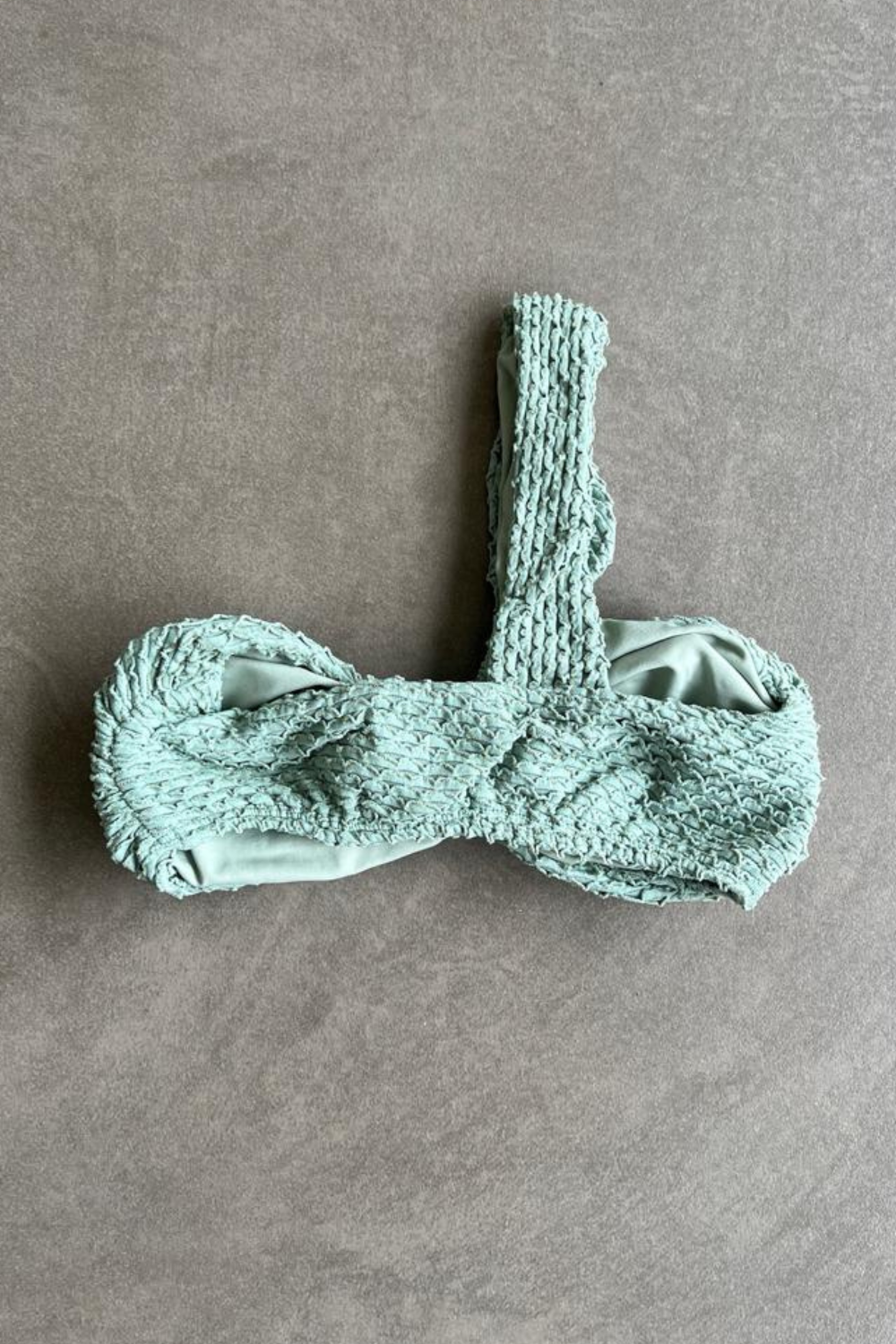 Seafoam Green Sparkling Mermaid Weave Textured Greek Bikini Top