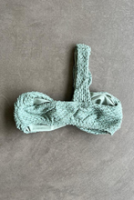 Load image into Gallery viewer, Seafoam Green Sparkling Mermaid Weave Textured Greek Bikini Top
