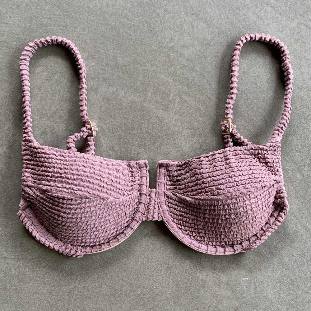 Lavender Mist Textured Panneled Bikini Top