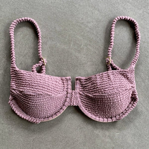 Lavender Mist Textured Panneled Bikini Top
