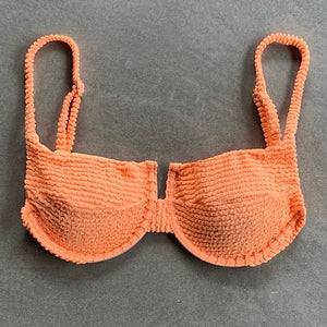 Energy Orange Textured Panneled Bikini Top