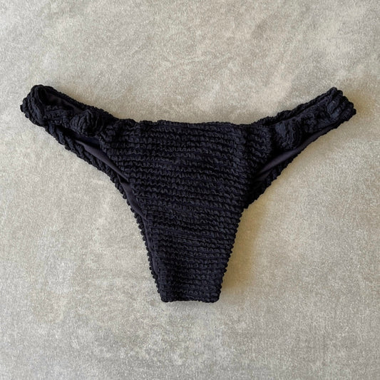 Onyx Black Textured Lexi Bikini Bottom
